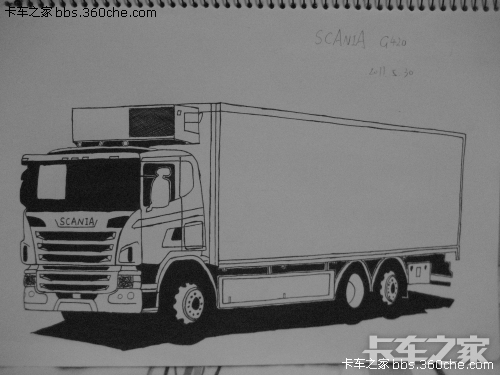 手绘卡车 斯堪尼亚g440冷藏车