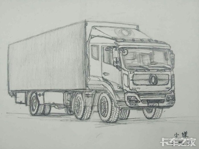 东风箱货车手绘