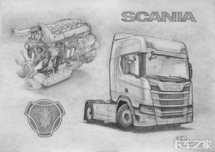 卡车绘画2016款斯堪尼亚