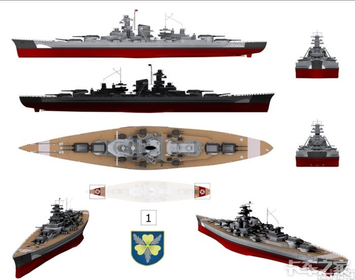 二战初期德国俾斯麦号战列舰英国的胡德号战列巡洋舰图