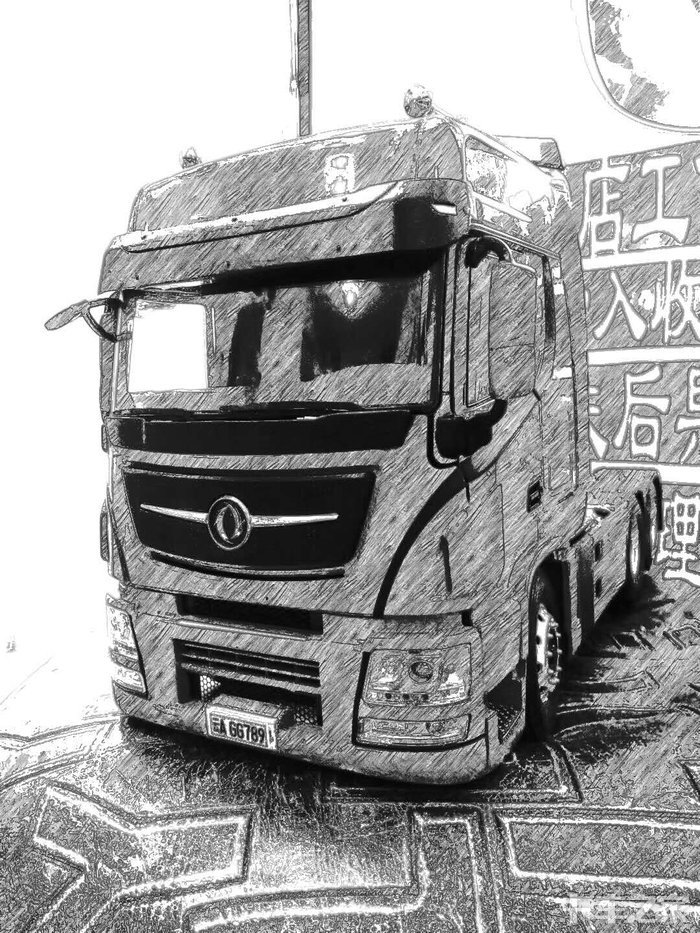 解放卡车素描画图片