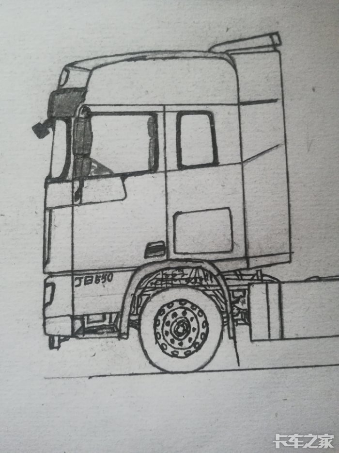 立体卡车素描画图片