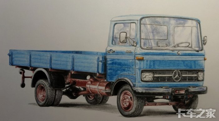 2021年初手绘的老式奔驰卡车彩铅手绘版