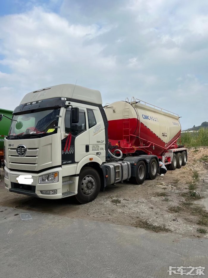 广东地区出国六一汽解放j6p460粉罐车21年11月上路